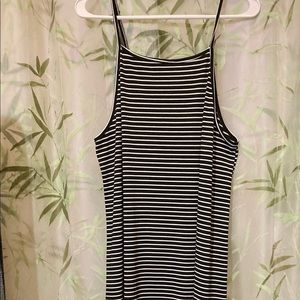 Striped black and white summer maxi dress